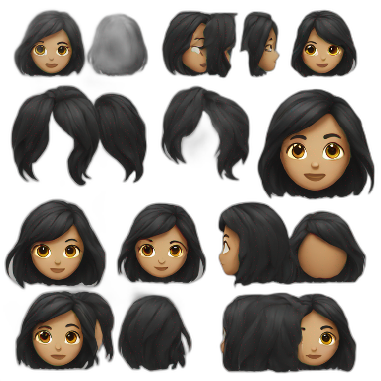 woman black hair emoji