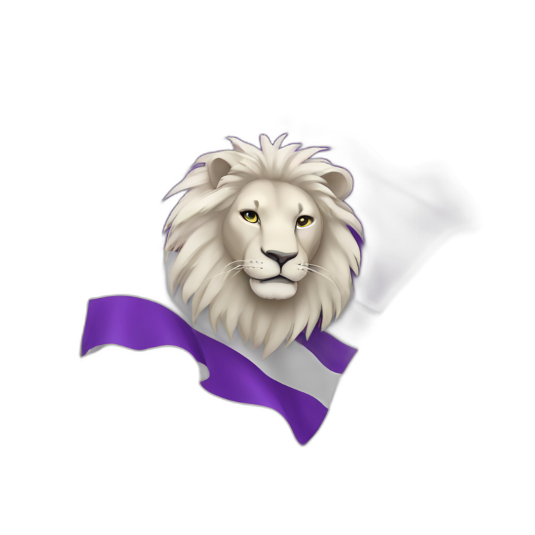 purple lion in a white flag emoji