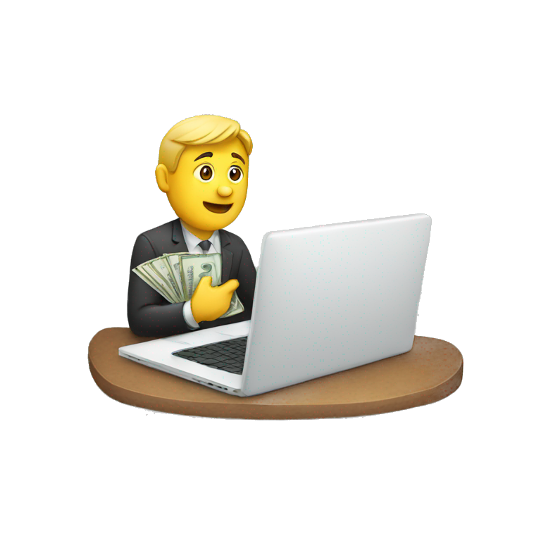 man with laptop and cash emoji