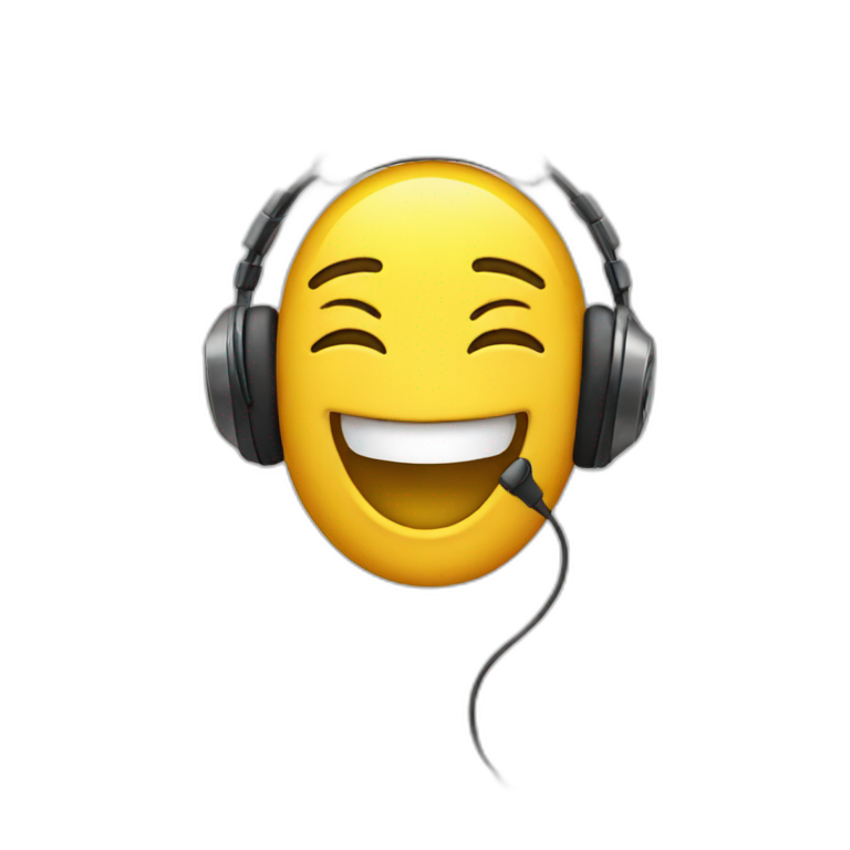 Happy emoji with headphones emoji