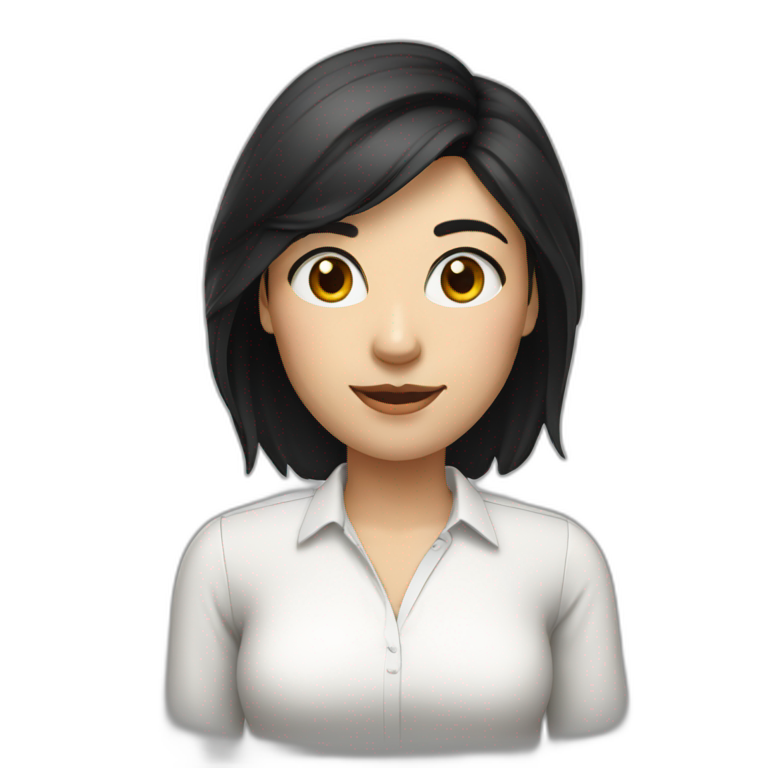 female Teacher with black hair and white skin and white shirt emoji