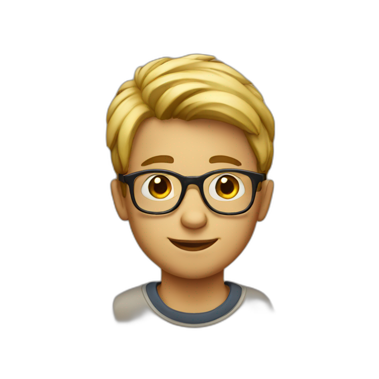 smart boy with reading glasses emoji