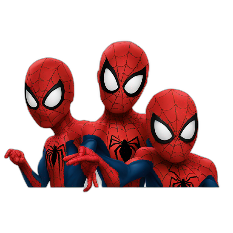 three spidermen pointing to each other emoji