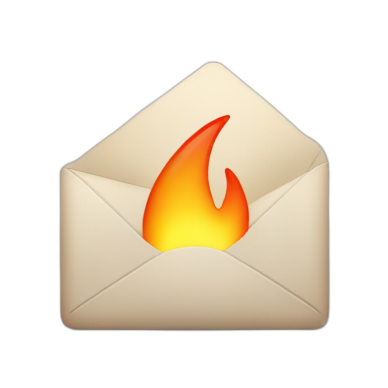 Iphone mail with the notification flaming emoji
