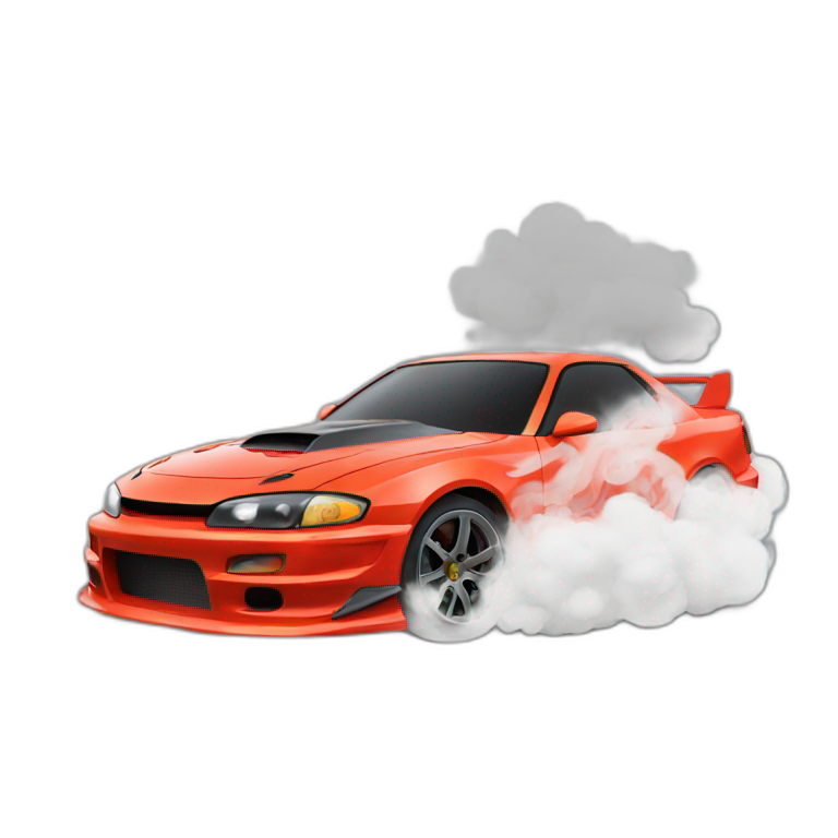 Drift car with smoke emoji