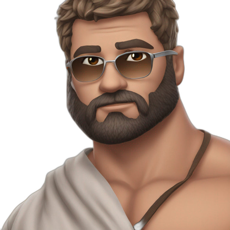 muscular bearded man in sunglasses emoji