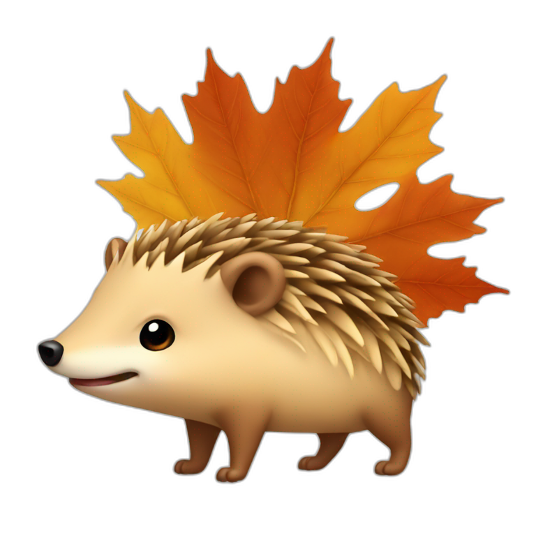 An autumn leaf on a hedgehog  emoji