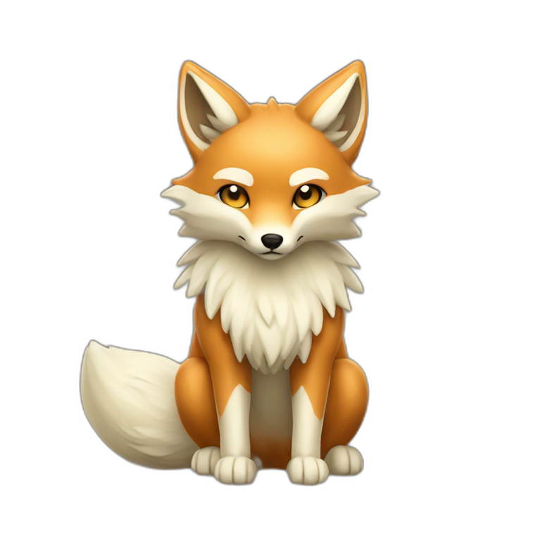 beige nine tailed fox full body emoji