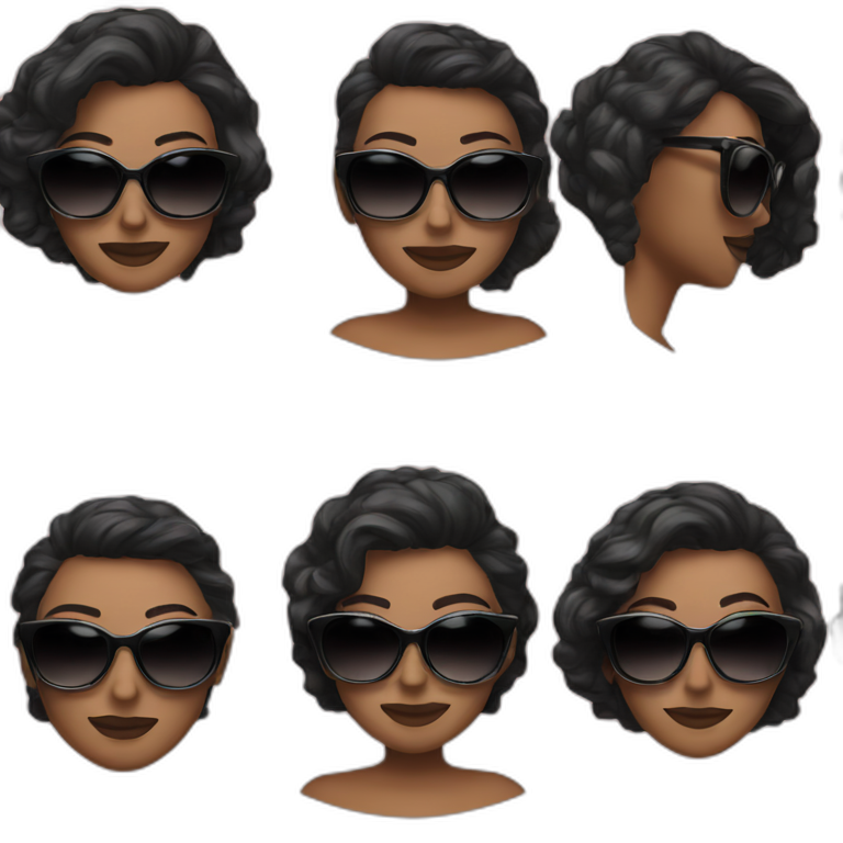 Beautiful woman in black sunglasses having a conversation emoji
