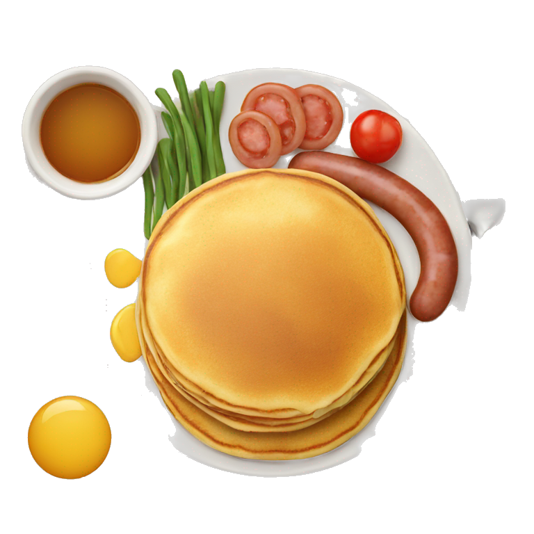 Pancakes, sausages, mixed veggies, beans breakfast emoji
