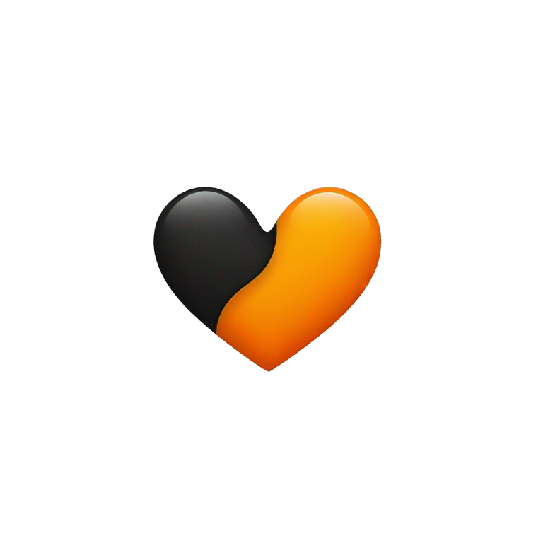 half orange half black heart divided in the middle by a straight line emoji