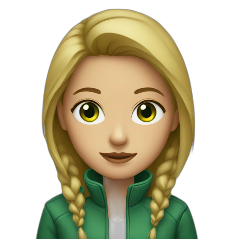 green-eyed girl in jacket emoji