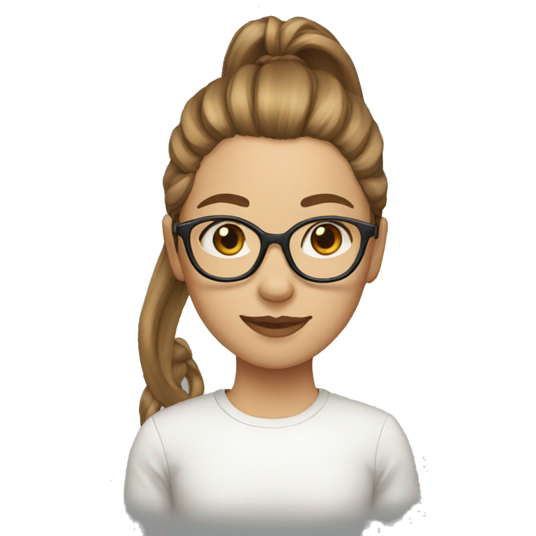 glasses, light brown hair, ponytail emoji