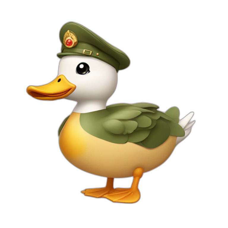 Un canard militaire kawaii avec un corne de licorne emoji