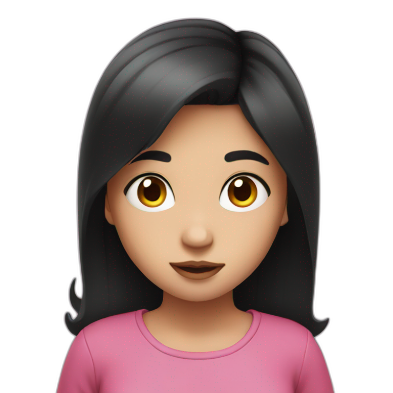 Girl with black hair blowing a heart emoji emoji
