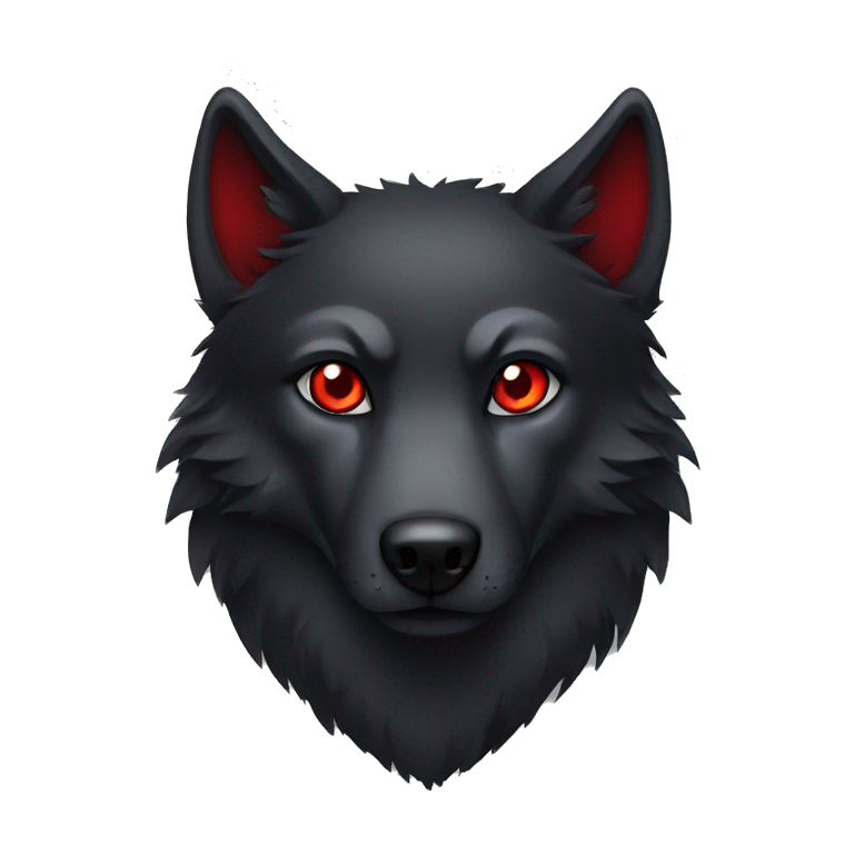 black Wolf, red eyes emoji