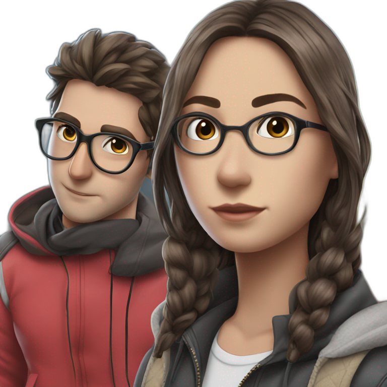 girl and boy with glasses emoji