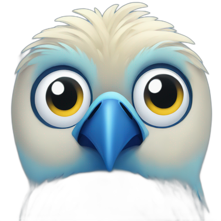 big blue bird with big eyes emoji