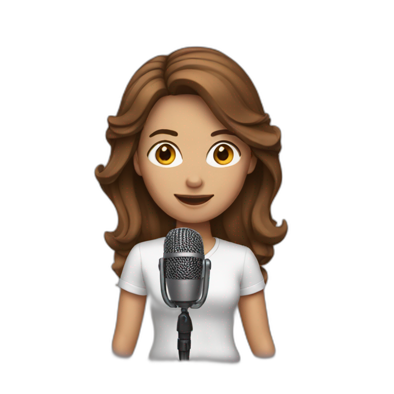 woman with microphone and brown hair emoji