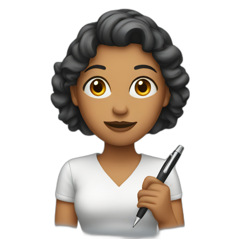 woman holding pen emoji