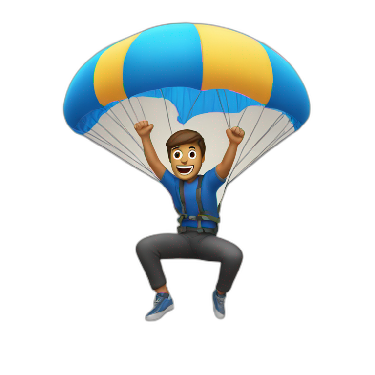 man jumping with a parachute emoji