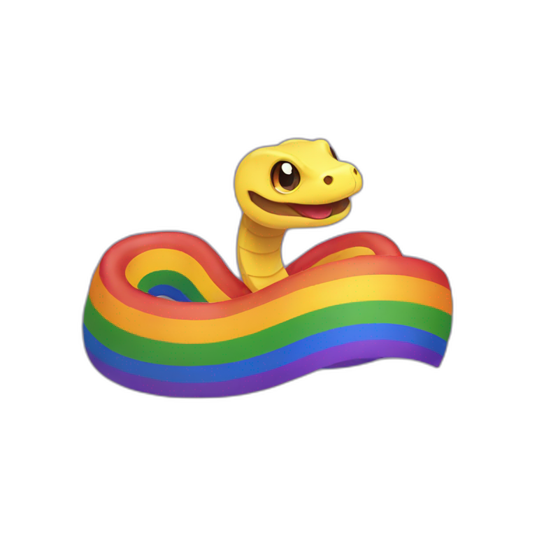 a snake holding an LGBT flag emoji