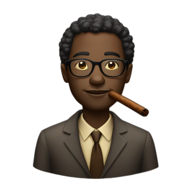 African America man with glasses smoking a cigar emoji