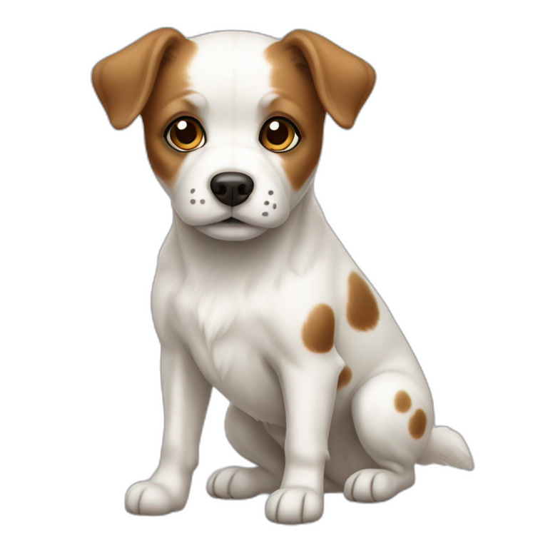 little white dog with little brown spots full body emoji
