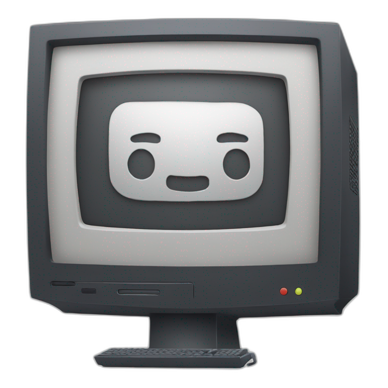 computer with "MJ" logo on the screen emoji