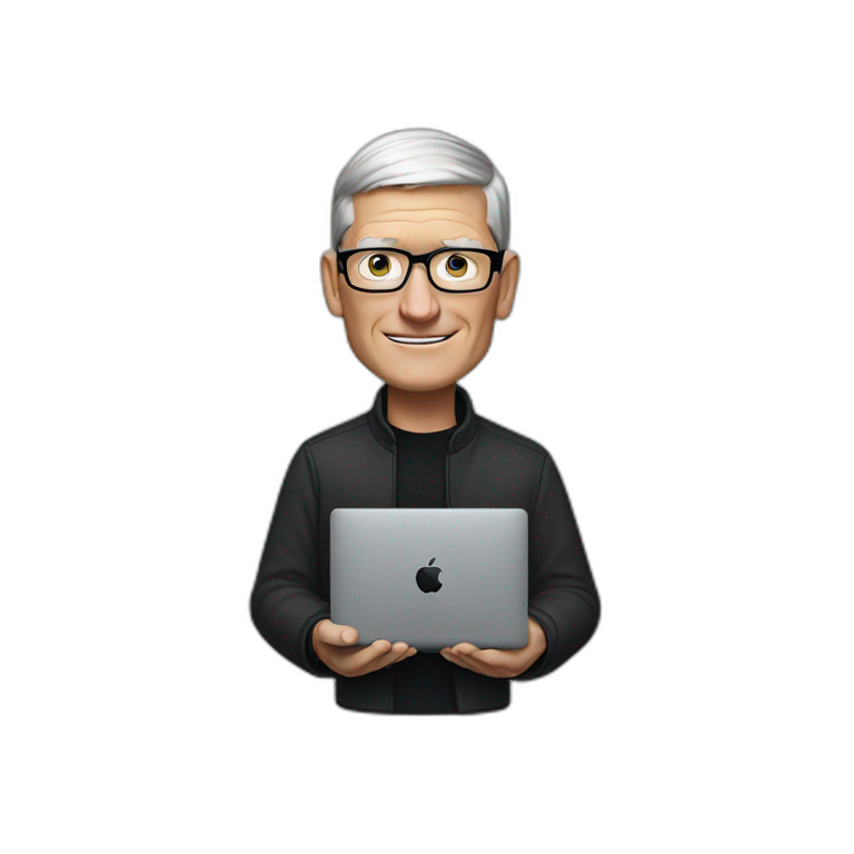 tim cook with black macbook pro emoji
