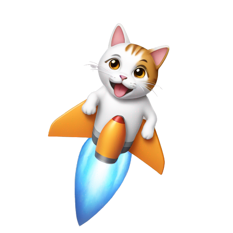 Cat on rocket  emoji