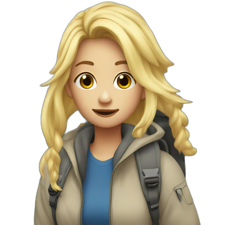 Momo hiking blond hair emoji