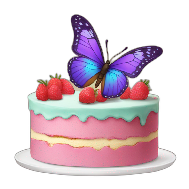 Butterfly eating cake emoji