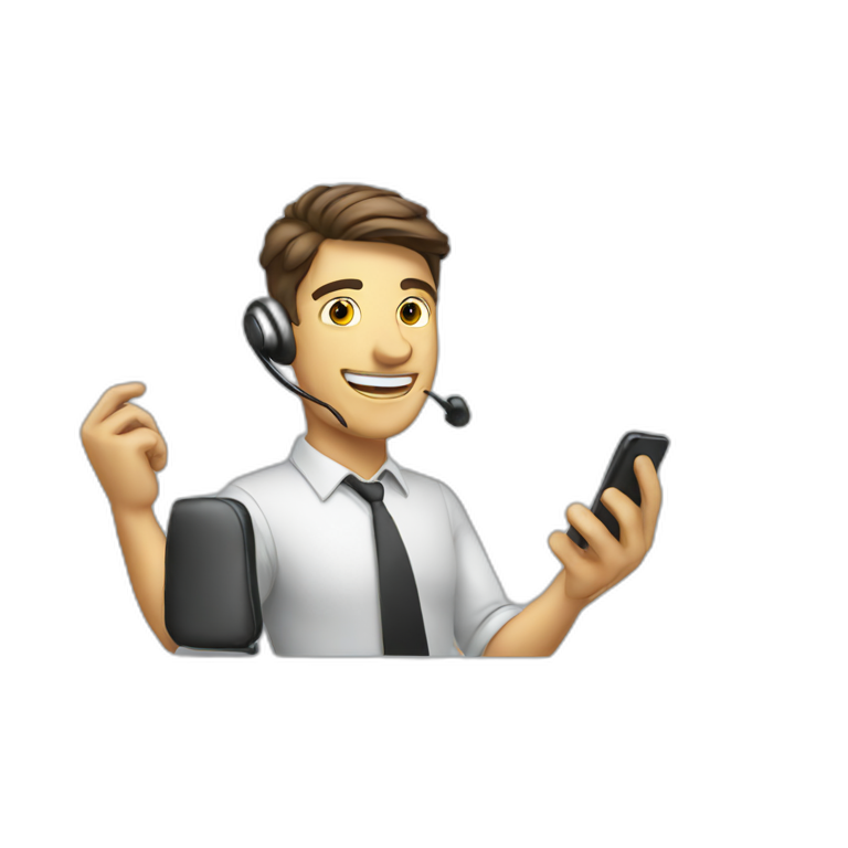 sales guy with phone emoji