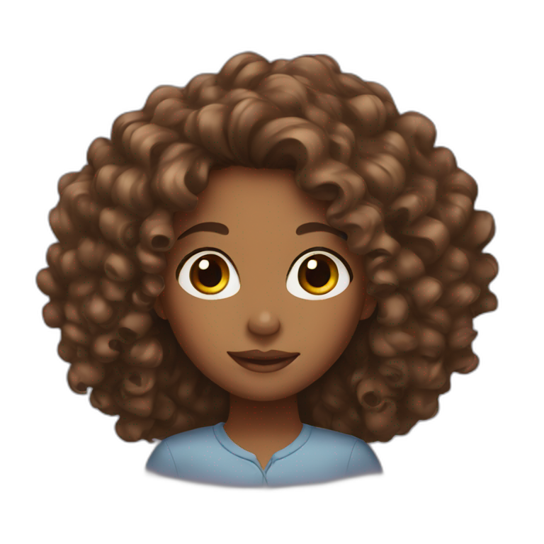 brown girl with long curly hair emoji
