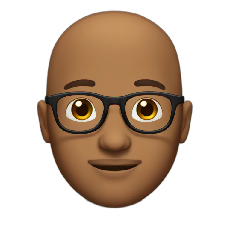 bald guy with brown skin and glasses with little beard emoji