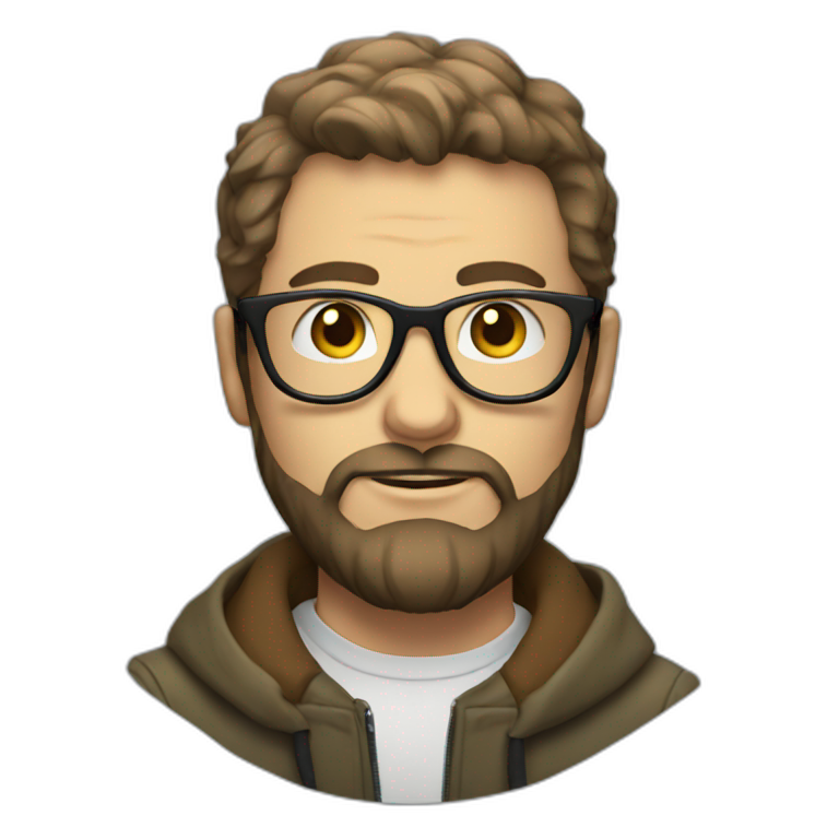 Dan with hipster beard and glasses emoji