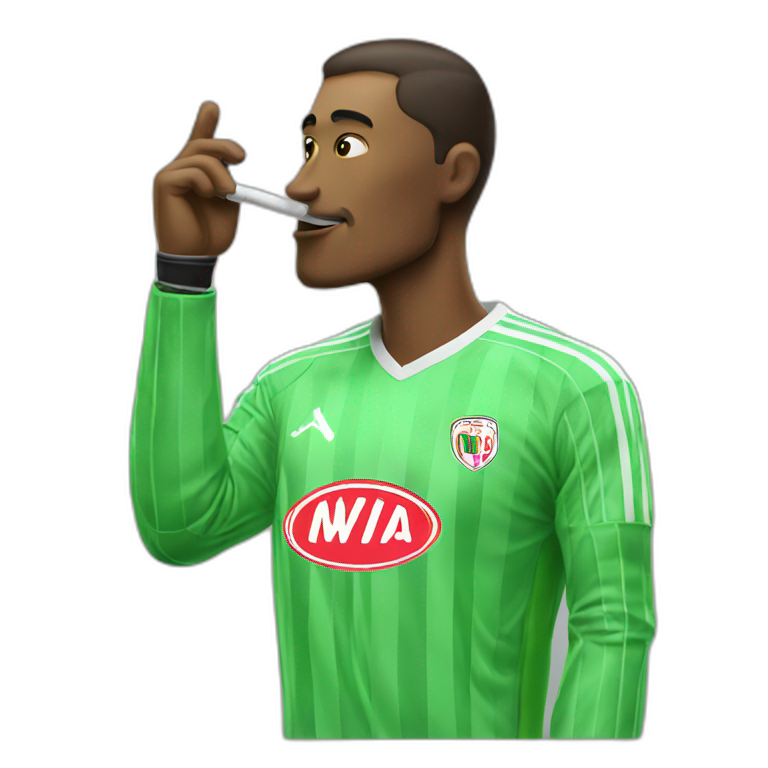 Soccer goalie smoking a cigar emoji