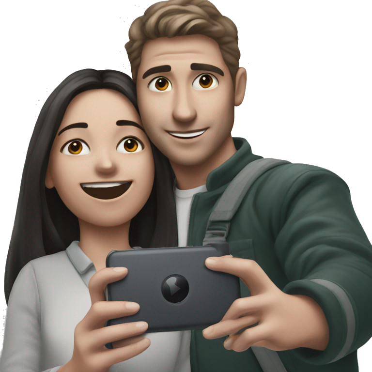 girl and boy take selfie emoji