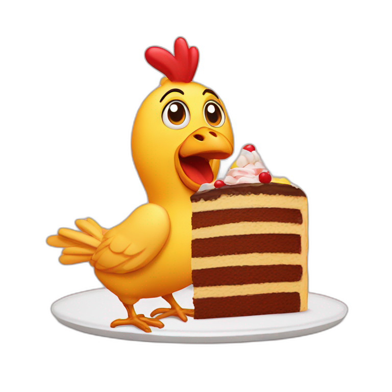 Chicken eating cake emoji