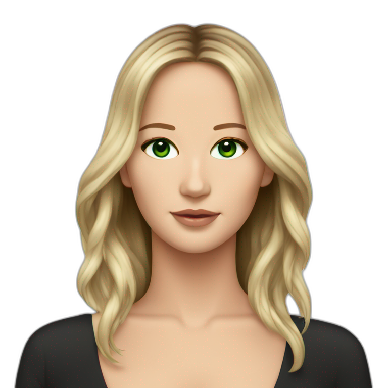 Jennifer Lawrence with Green eyes and long dark hair emoji