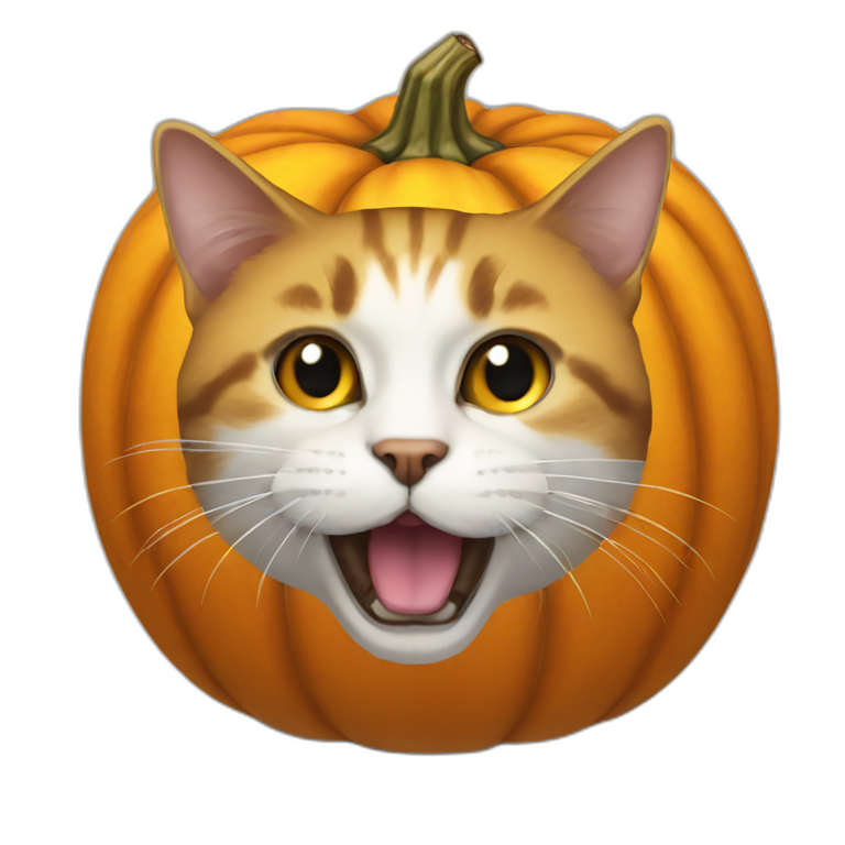 A Pumpkin like a head cat emoji