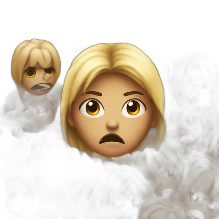 angry emoji with girl face emoji