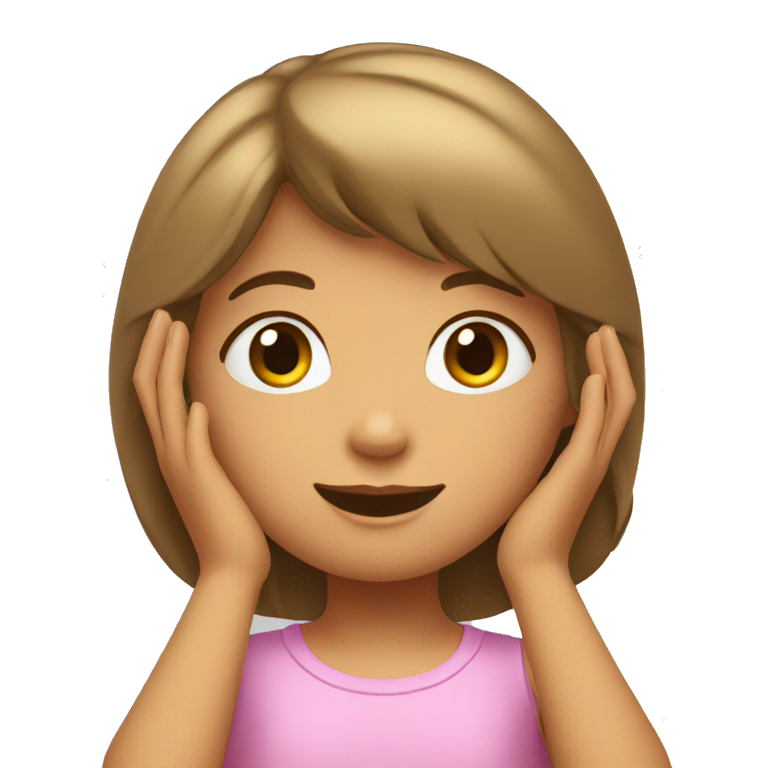 little girl with her hands above her head, her face conveying wonder emoji