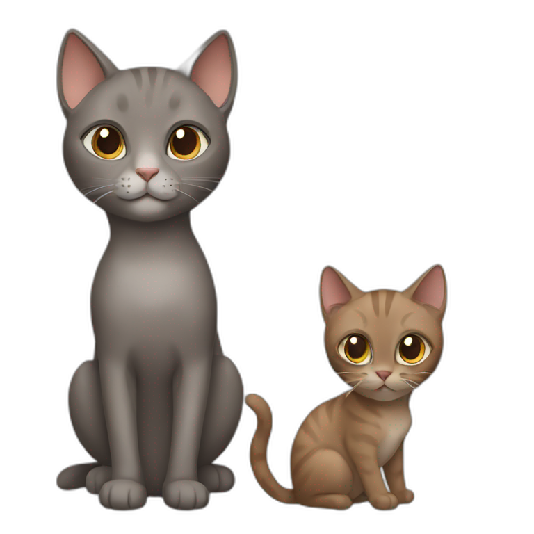 brown cat and gray cat emoji