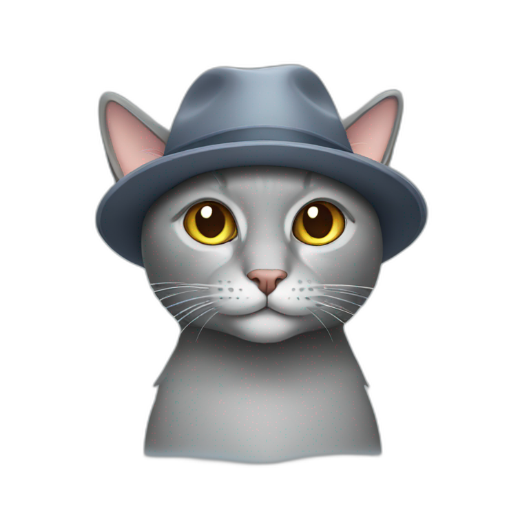 Grey Cat with a hat emoji