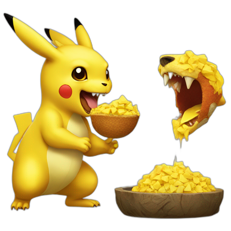 Dracofeu eating pikachu emoji