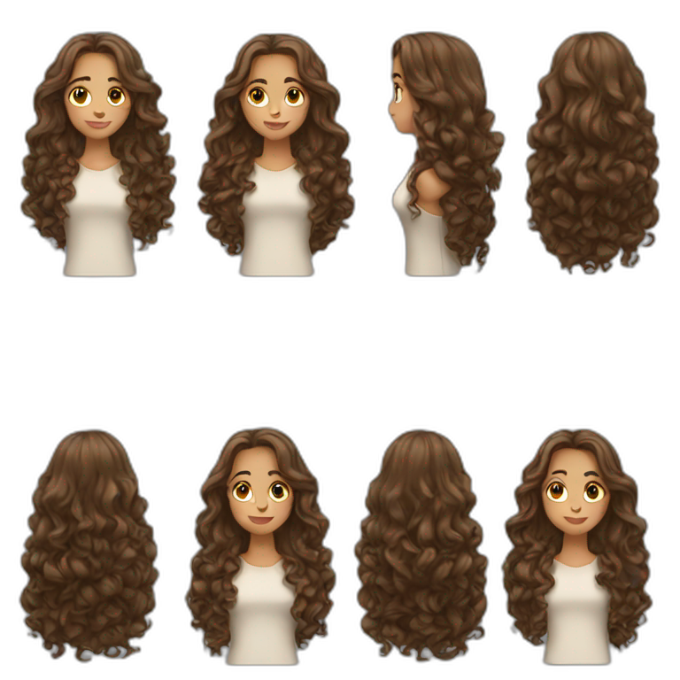 A girl with long curly brown hair emoji