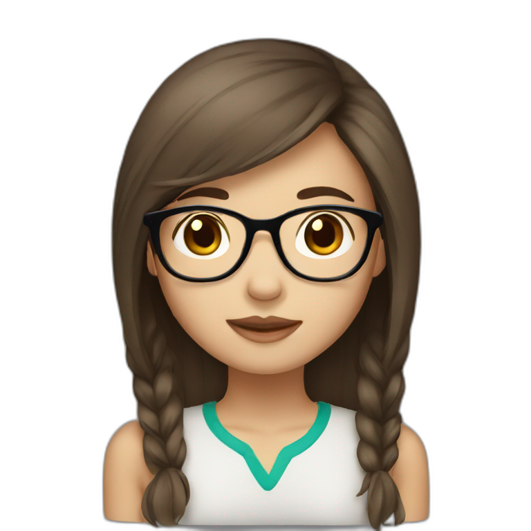 brown haired Asian girl with glasses emoji
