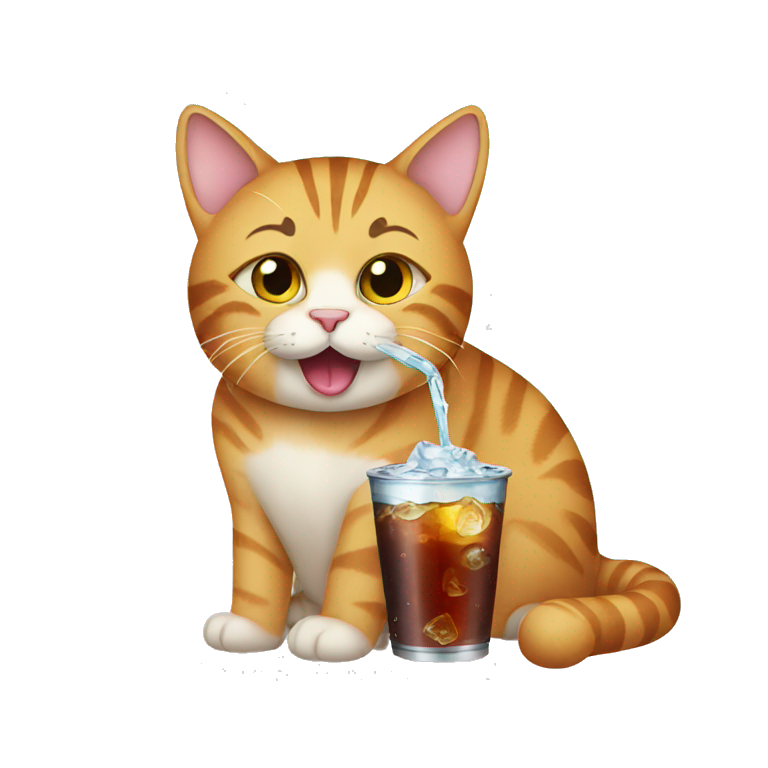 cat drinking soda emoji